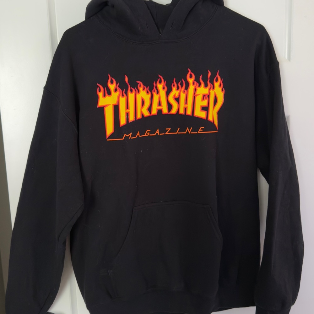 Thrasher Black Sweater Flame Logo